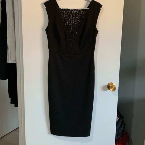 Calvin Klein mid length dress with sheer panel V neck - Picture 1 of 6